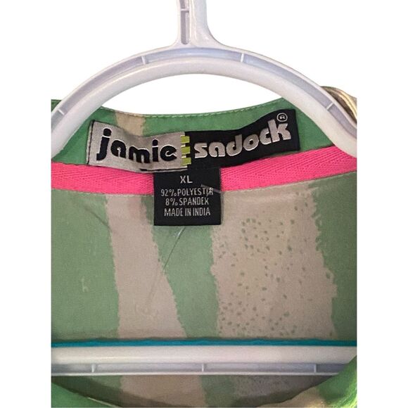 Jamie Sadock XL Sleeveless Golf Polo Top Women Zebra Print Green Pink Stretch Sp - Picture 6 of 6